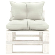 Poltrona Centrale da Giardino Pallet con Cuscini Beige in Legno 3052422