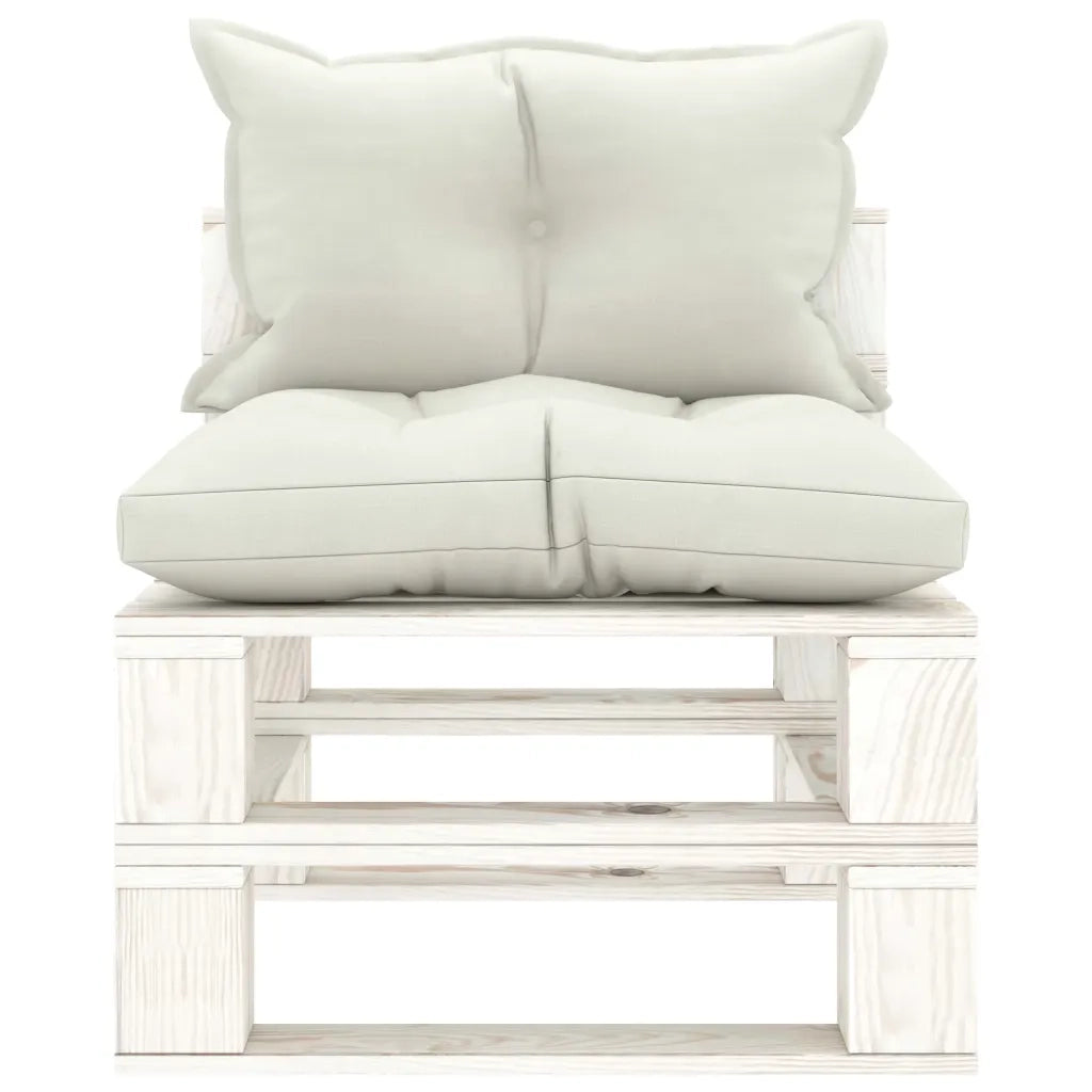 Poltrona Centrale da Giardino Pallet con Cuscini Beige in Legno 3052422