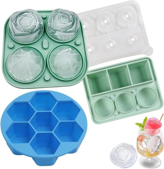 Igloo in silicone a forma di cubo - coperchio a imbuto - cocktail whiskey birra vino - diamante rosso quadrato a rete di melata - 3 pezzi