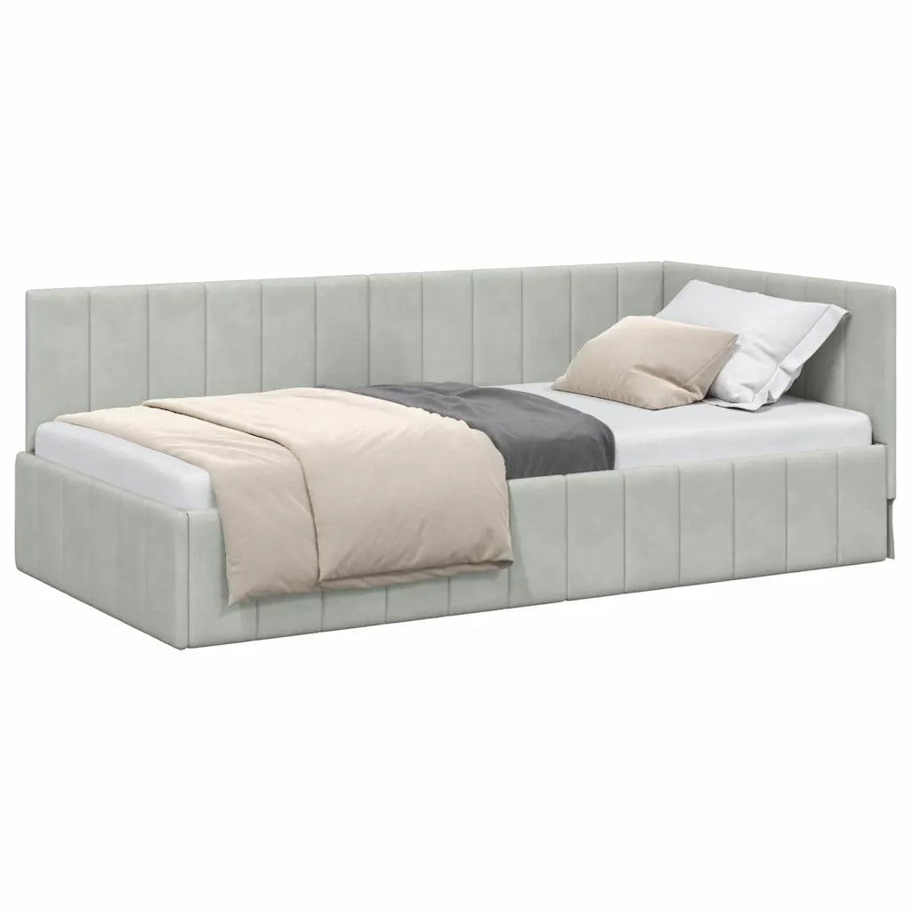 vidaXL Cornice del letto ad angolo Grigio chiaro 90 x 200 cm Velluto