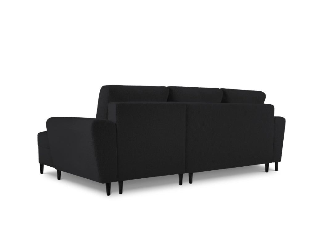 Cosmopolitan Design - Divano convertibile angolare destro con contenitore "Kyoto" 4 posti in bouclé nero 
