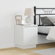 Comodini con Luci LED 2 pz Bianchi 39x34,5x50 cm