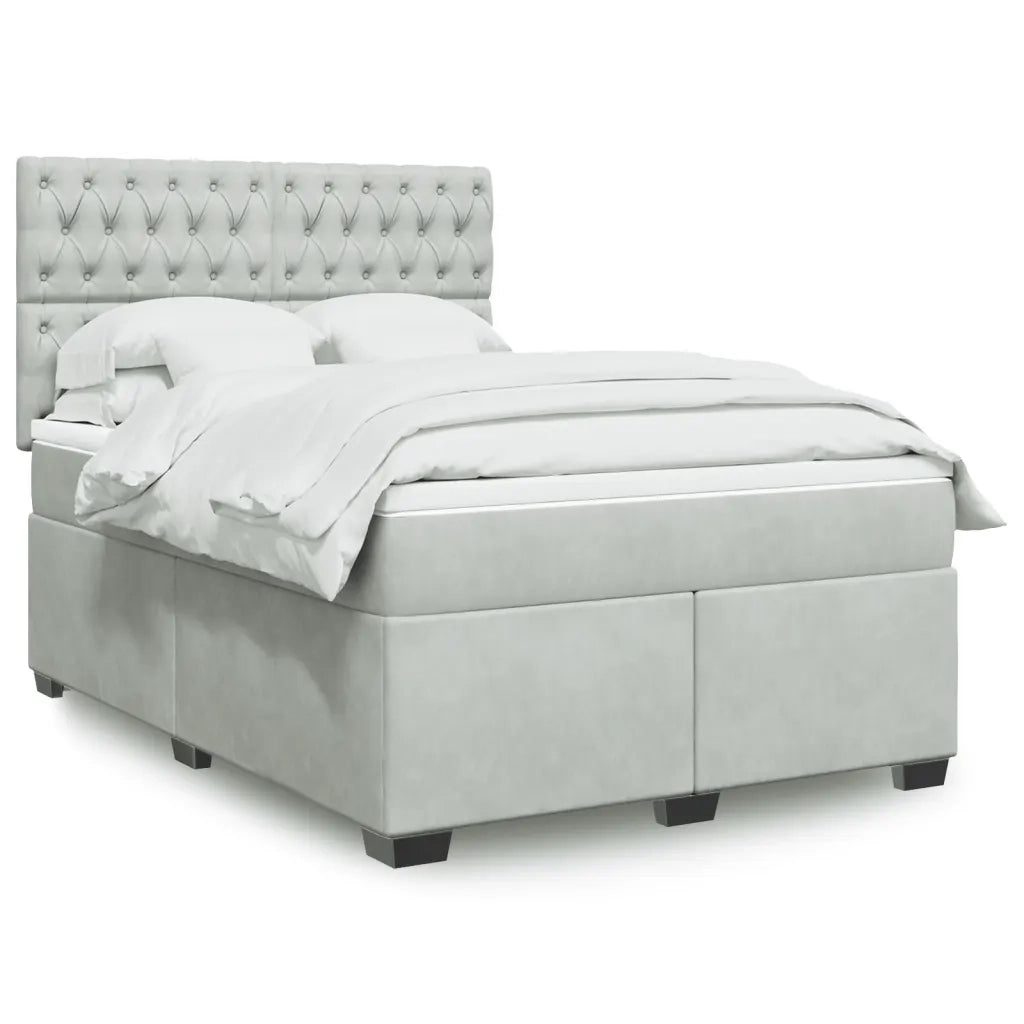 Giroletto a Molle con Materasso Grigio Chiaro 160x200cm Velluto