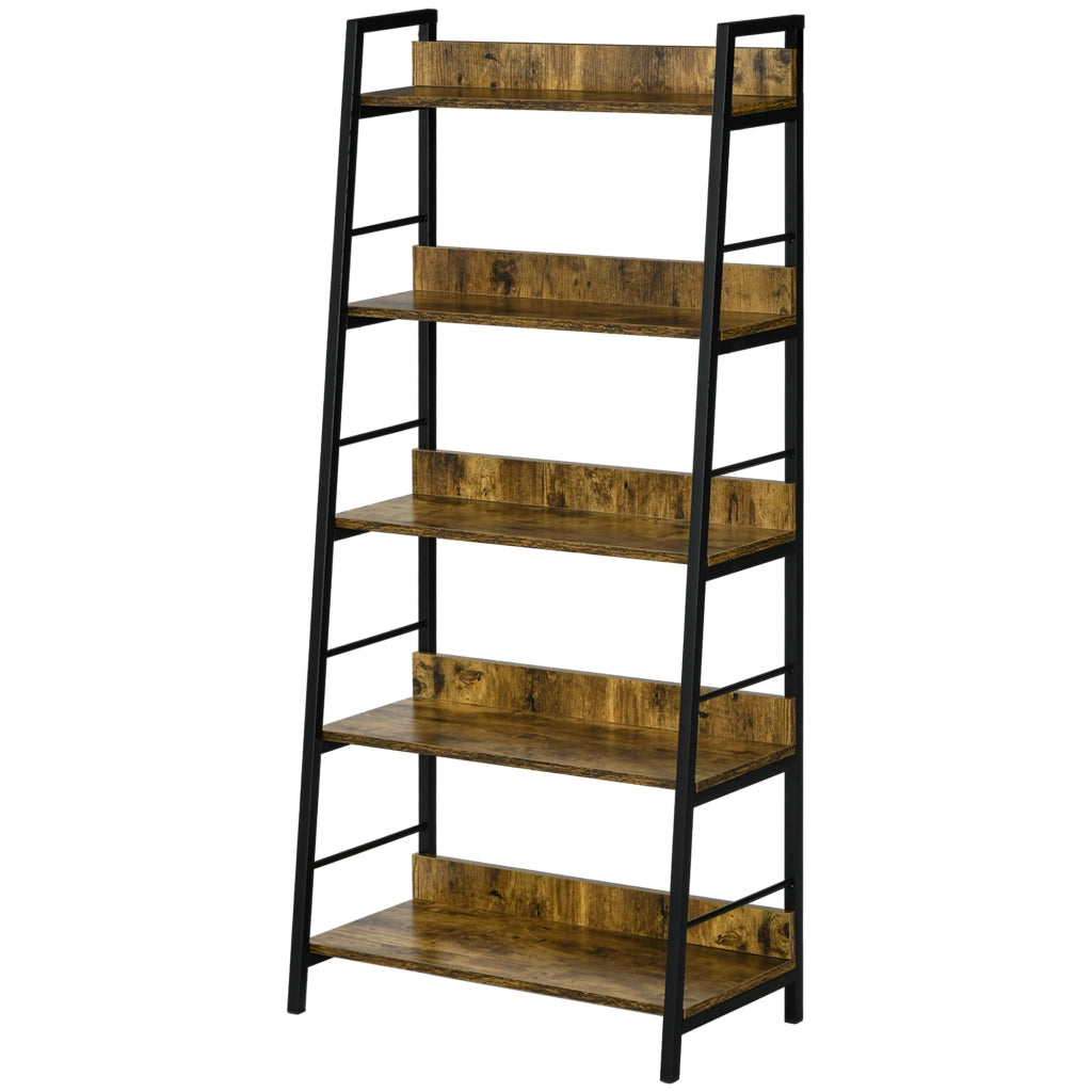 Libreria Scaffale 5 Livelli Stile Industriale ¨C Zephmum ¨C Legno Rovere 70x35x150 cm