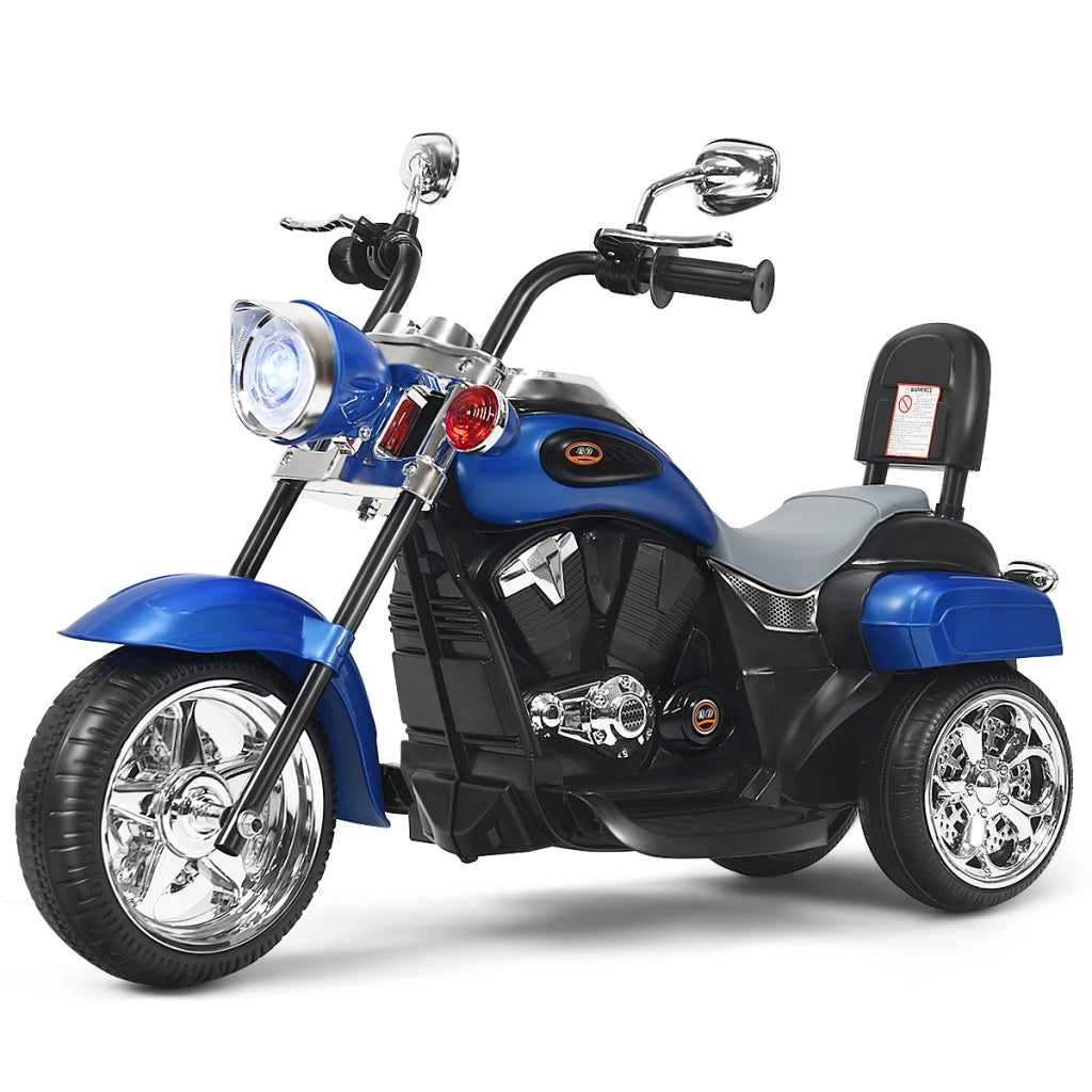 Moto in stile chopper per bambini e bambine, Moto cavalcabile alimentata a batteria Blu-Moto elettriche