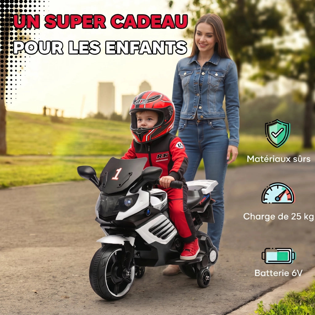 Auto elettrica per bambini 6V ¨C zephmum ¨C bianco con luci e suoni