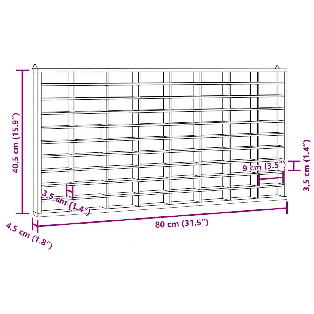 Vetrina da collezione in legno con 80 scomparti 80x4,5x40,5cm CFW6862168
