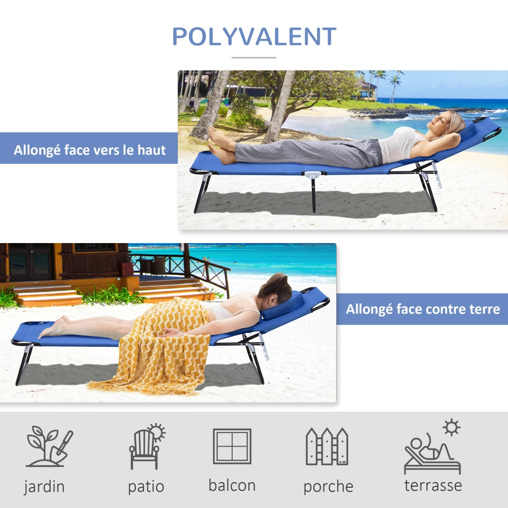 Chaise Longue Pieghevole con 3 Cuscini ¨C zephmum ¨C Blu