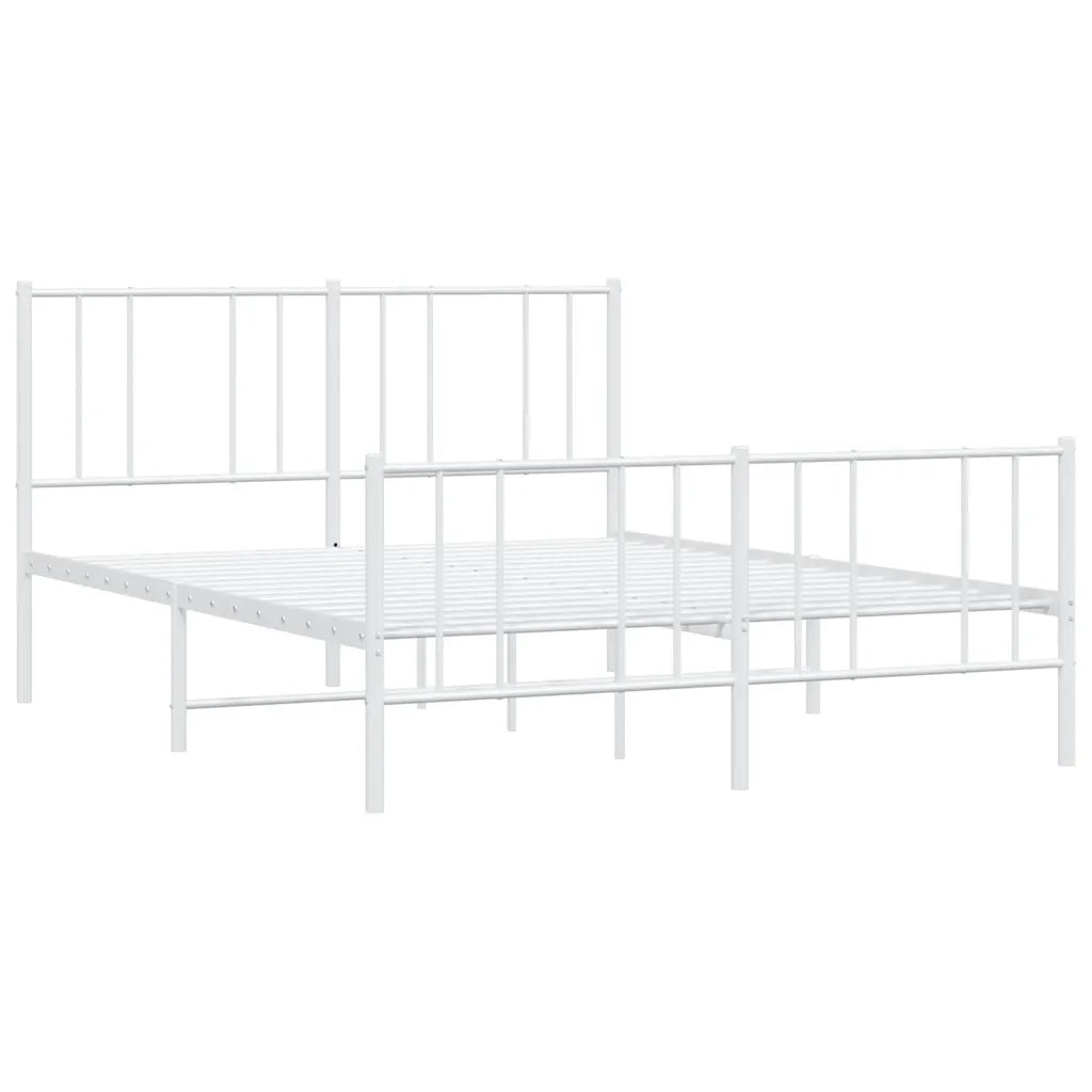Giroletto con Testiera e Pediera Metallo Bianco 160x200 cm 352550