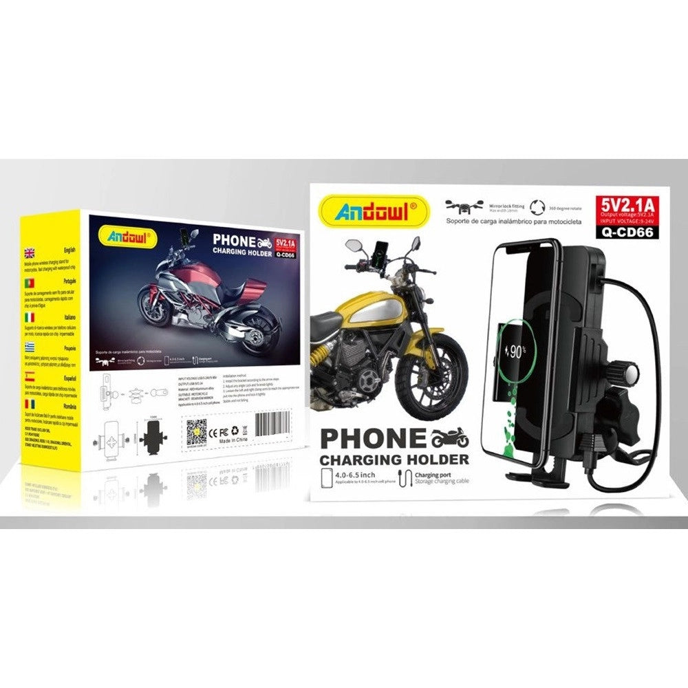 Trade Shop - Supporto Porta Cellulare Con Presa Usb Per Moto Bici Ricarica 5v 2.1a Q-cd66 -