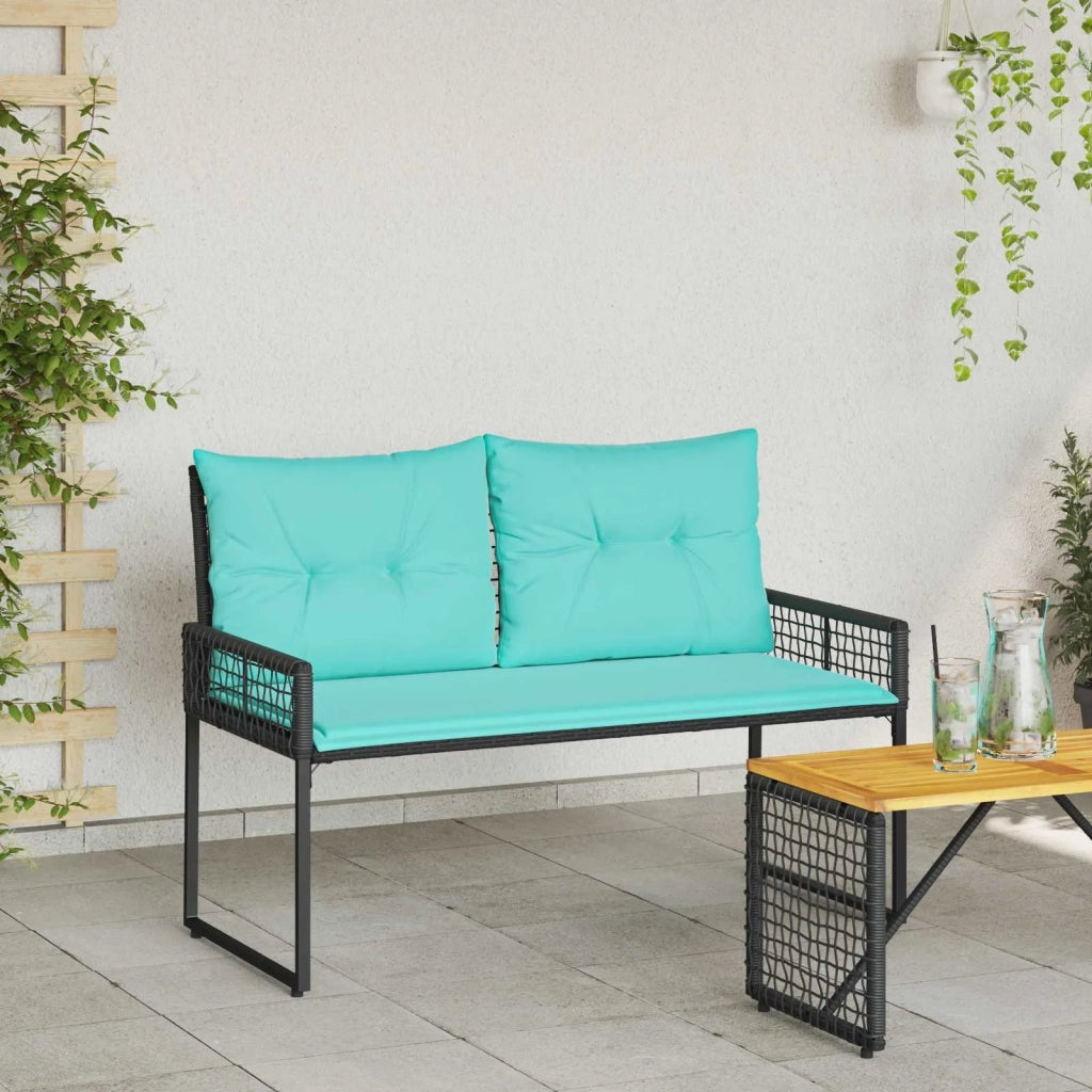 Panchina da esterno Nero e Turchese 118 x 55 x 82 cm