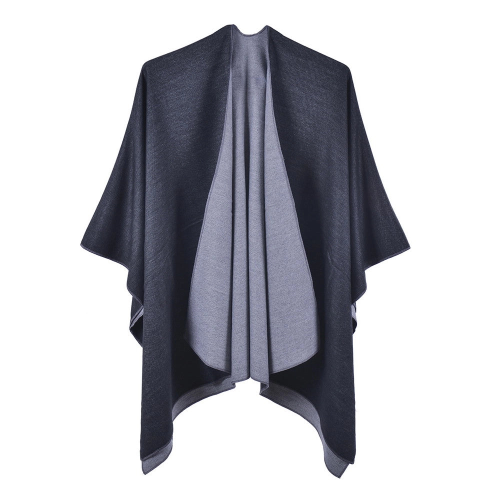 Nuova sciarpa da donna, scialle, mantella alla moda in cashmere tinta unita con spacco