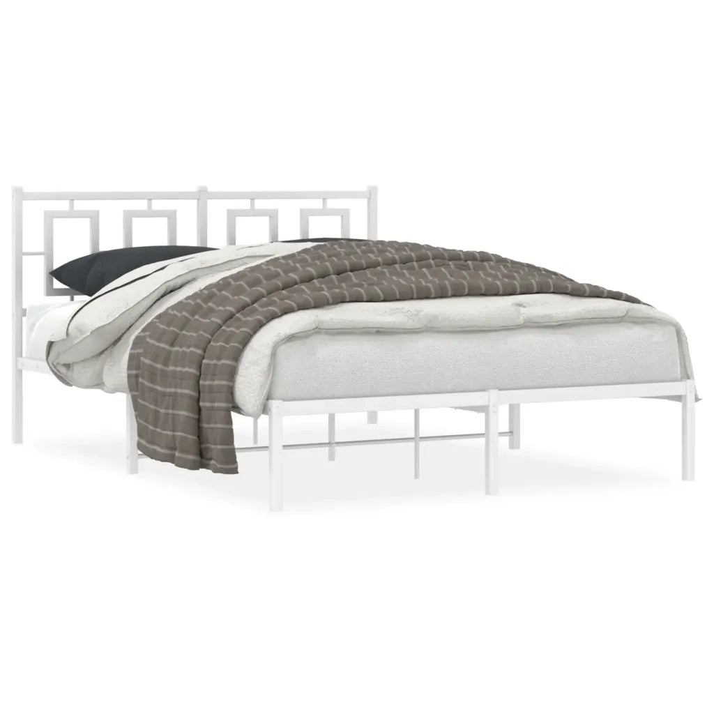 Giroletto con Testiera-Struttura Letto con testiera Metallo Bianco 140x200 cm 187376