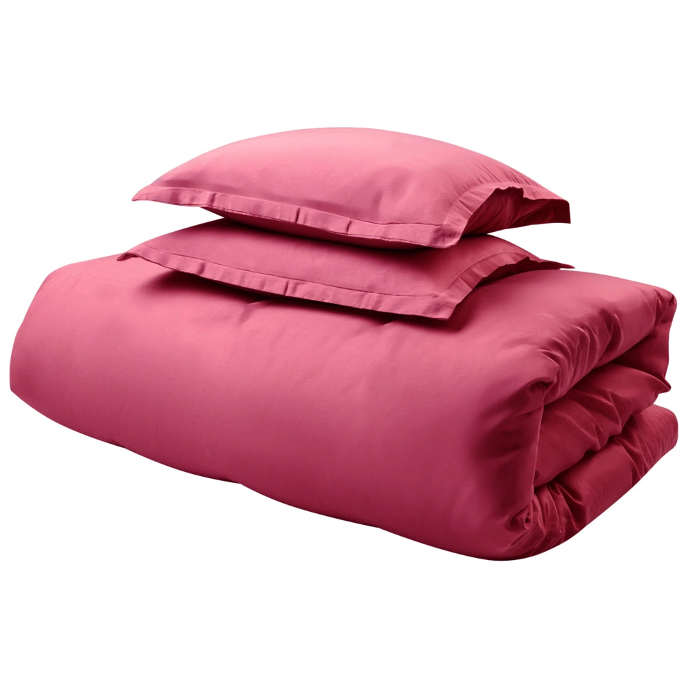 Set copripiumino e federa in cotone satinato bourdeaux 150 x 200 cm per una camera da letto moderna
