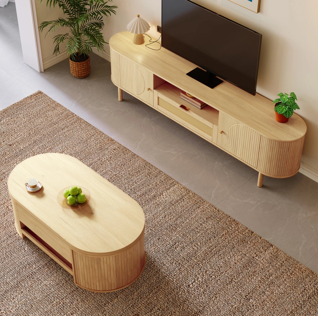 Set soggiorno con tavolino elevabile e mobile TV in MDF