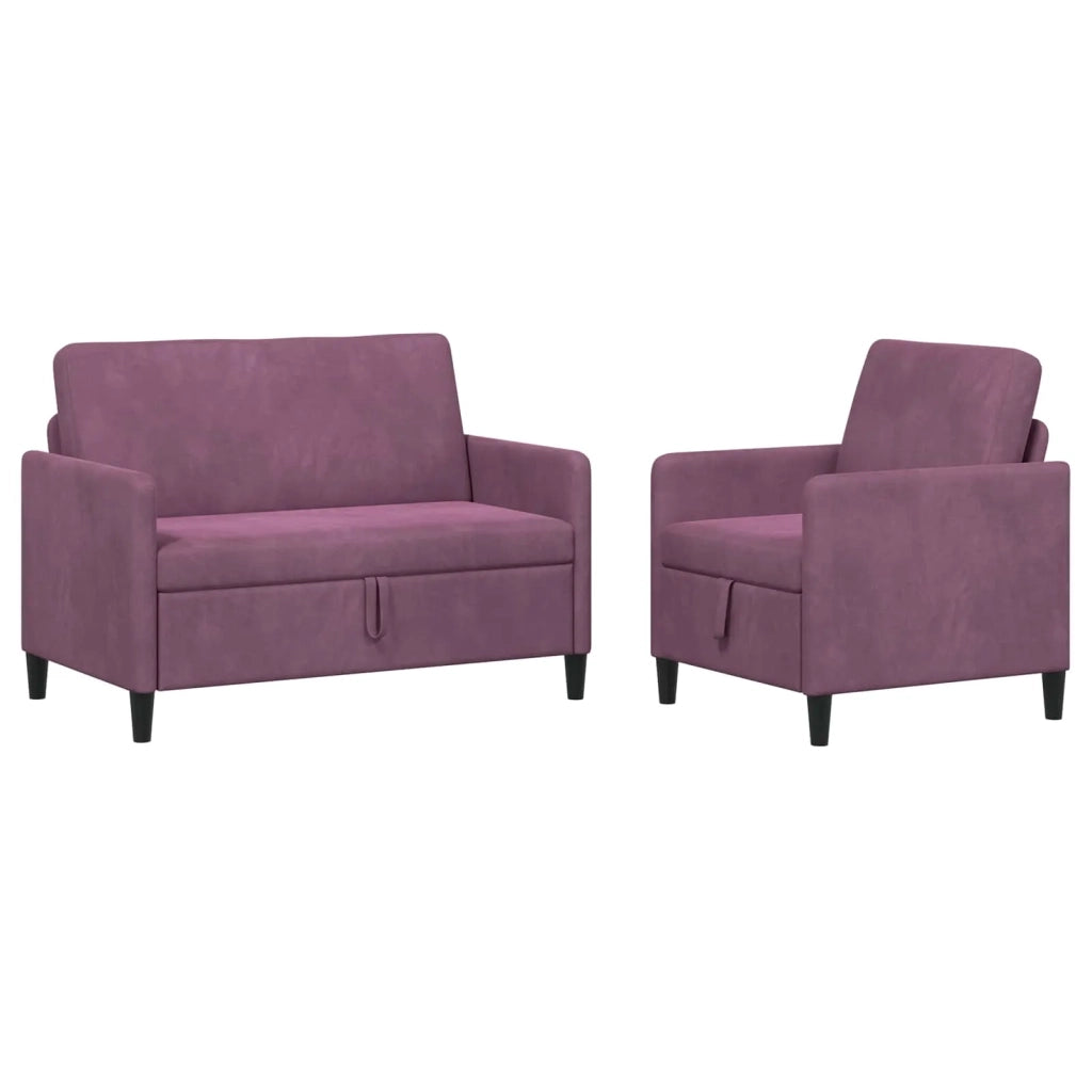Set di Divani con Storage 2 pz Viola Poliestere 3429175