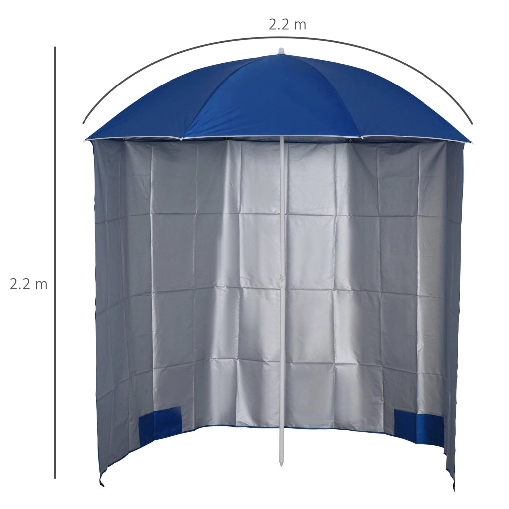 Ombrellone da Spiaggia con Tenda Integrata Ø220x220 cm in Metallo e Poliestere Blu