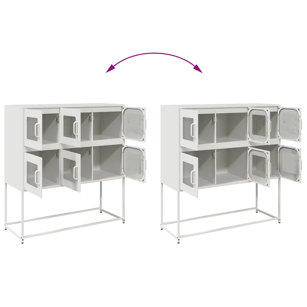 Credenza Bianca 100,5x39x107 cm in Acciaio Laminato a Freddo 853427