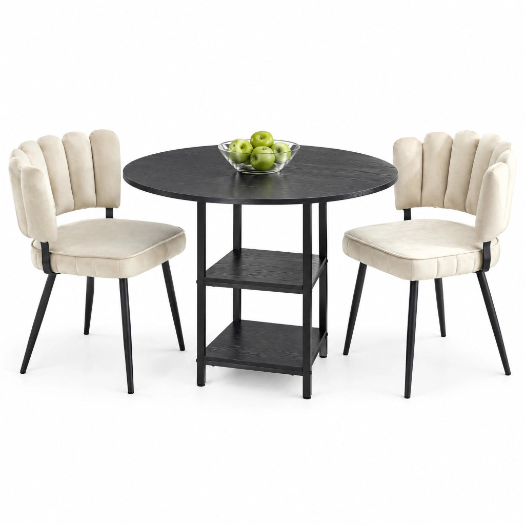 Set tavolo rotondo 107 cm e 2 sedie marrone chiaro