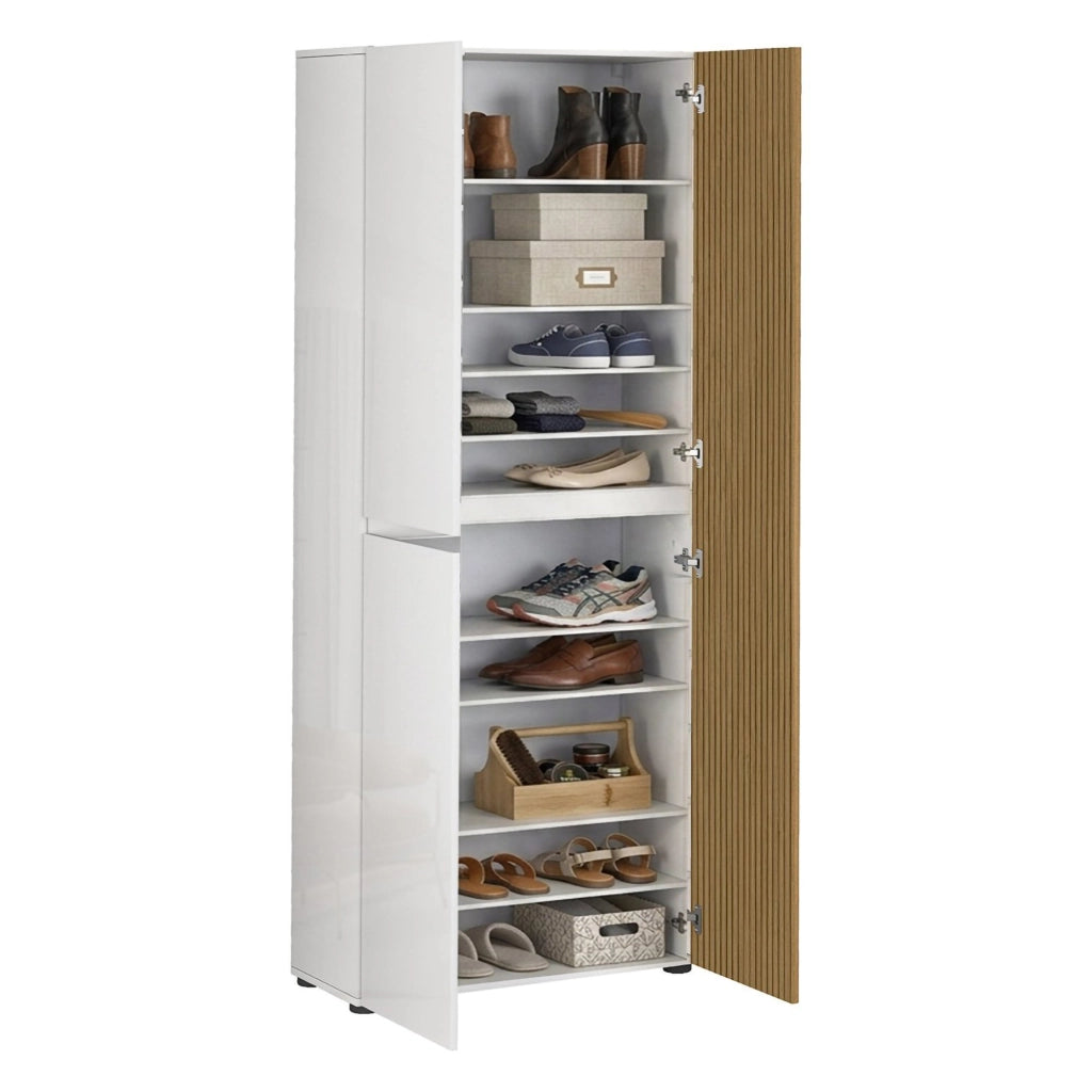 Palasio, Armadio Multiuso Grande 10 Ripiani Made in Italy, 80x200h cm Bianco Lucido