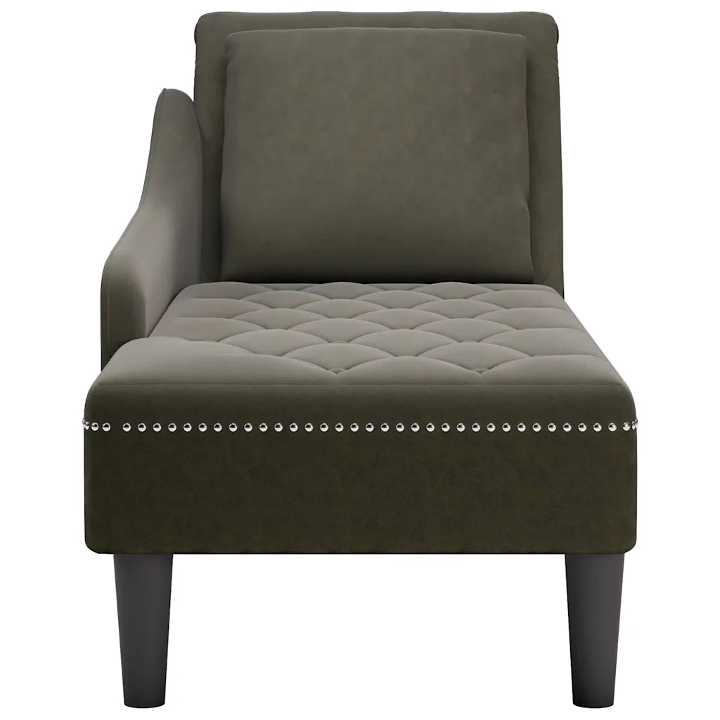 Sdraio con Cuscino e Bracciolo Destro Similpelle Verde Militare 4009859