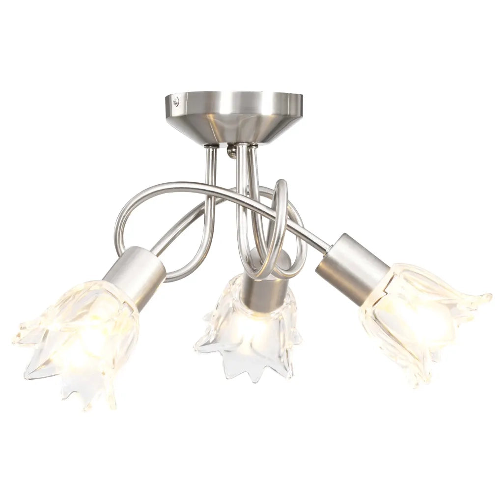 Lampadario con Paralumi in Vetro per 3 Lampadine E14 Tulipano 289227