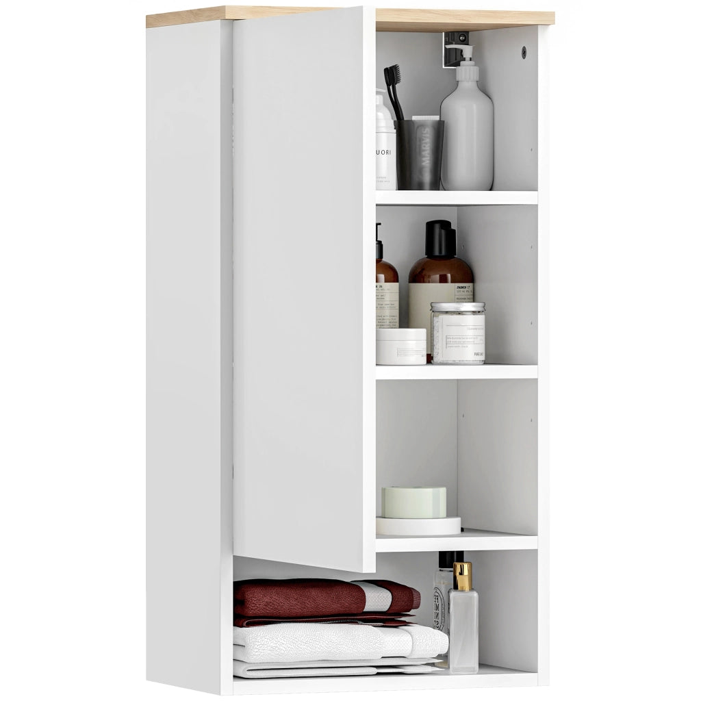 Armadietto da Bagno a Parete con Ripiani Regolabili ¨C zephmum ¨C Legno Bianco 60x30x30 cm