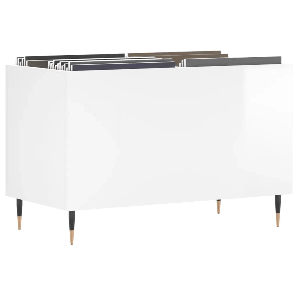 Mobile Porta Dischi Bianco Lucido 74,5x38x48 Legno Multistrato 831718