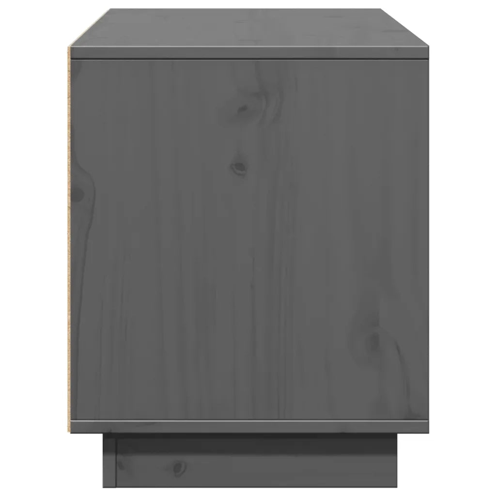 Mobile Porta TV Grigio 110,5x35x44 cm in Legno Massello di Pino 814341