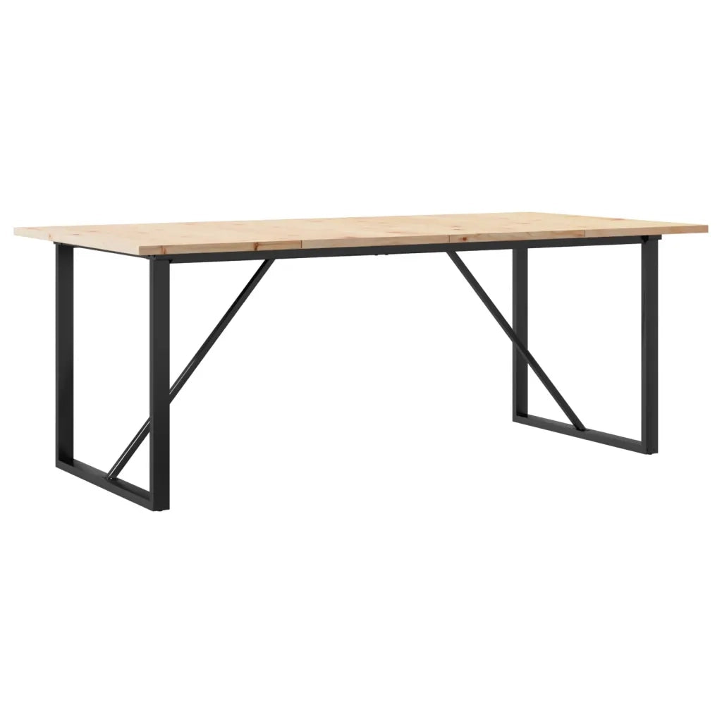 Tavolo Pranzo | Tavolo da cucina Telaio a O 200x100x75,5 cm Legno Pino e Acciaio