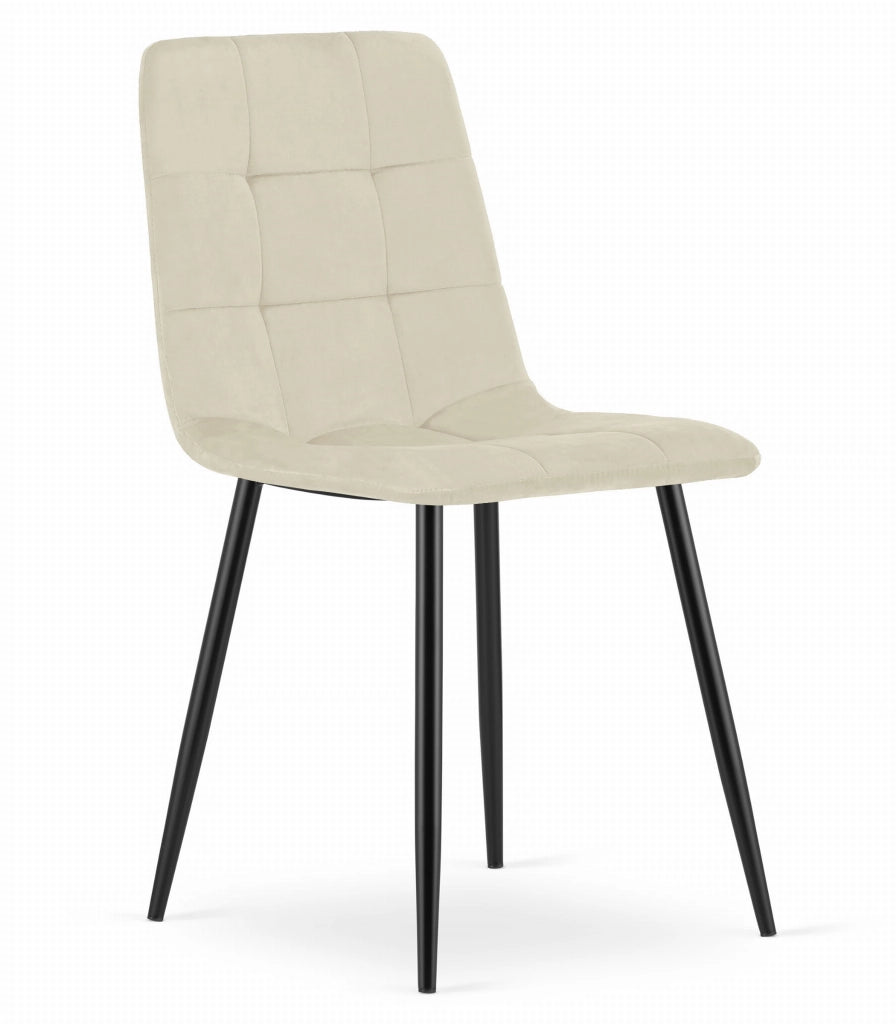 Sedia VALORA KARA - Moderna in velluto beige con gambe nere x 4