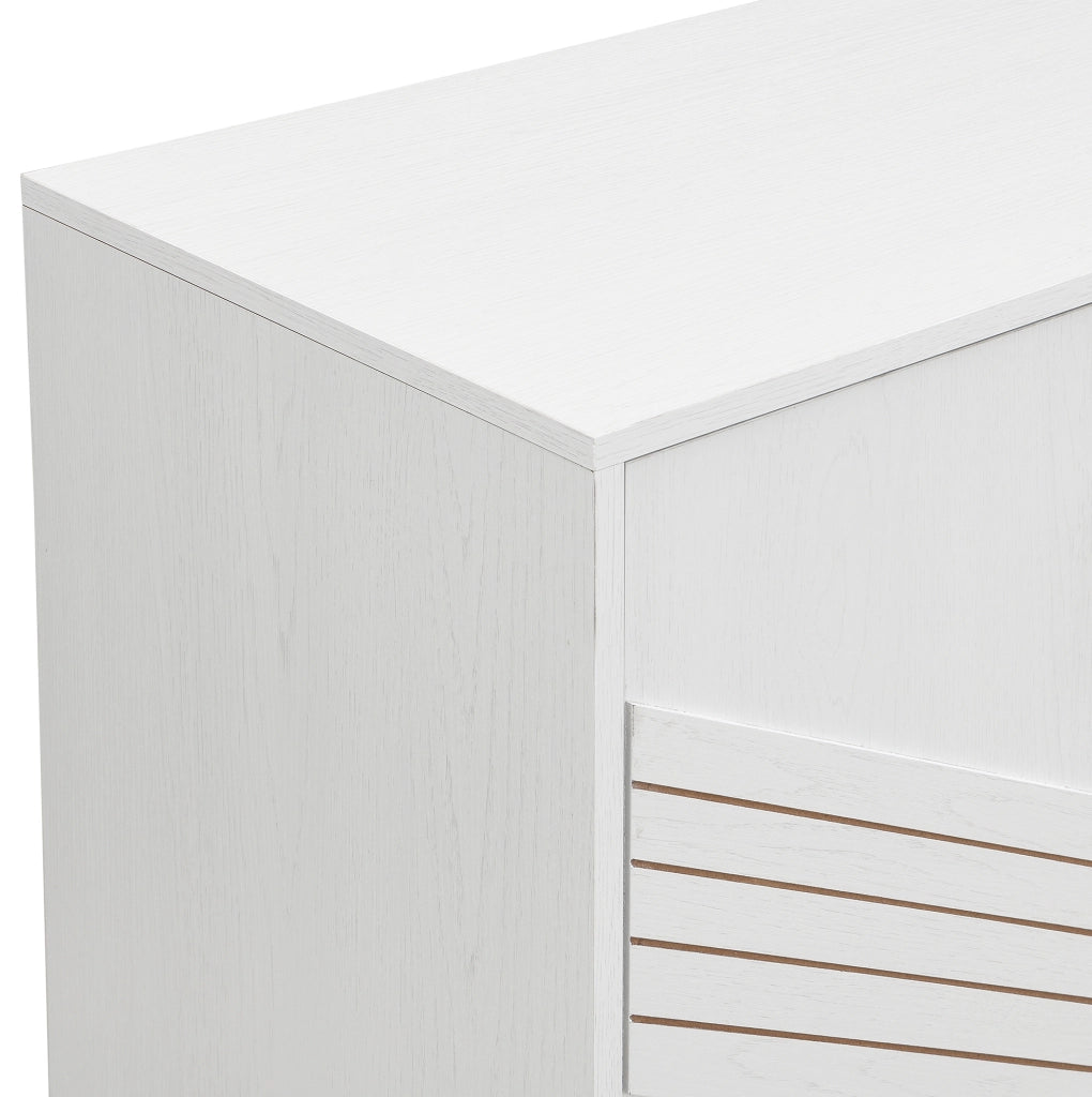 Sideboard moderno bianco e oro in MDF con 4 porte, ripiani regolabili, per soggiorno e corridoio