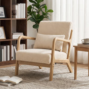 Poltrona relax ¨C zephmum ¨C velluto beige con struttura in legno
