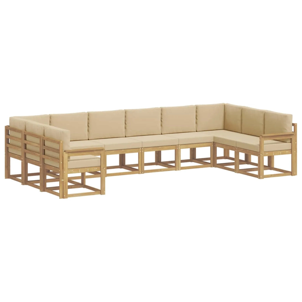 Set di divani da esterno 10 pz Bianco e Beige 3388282