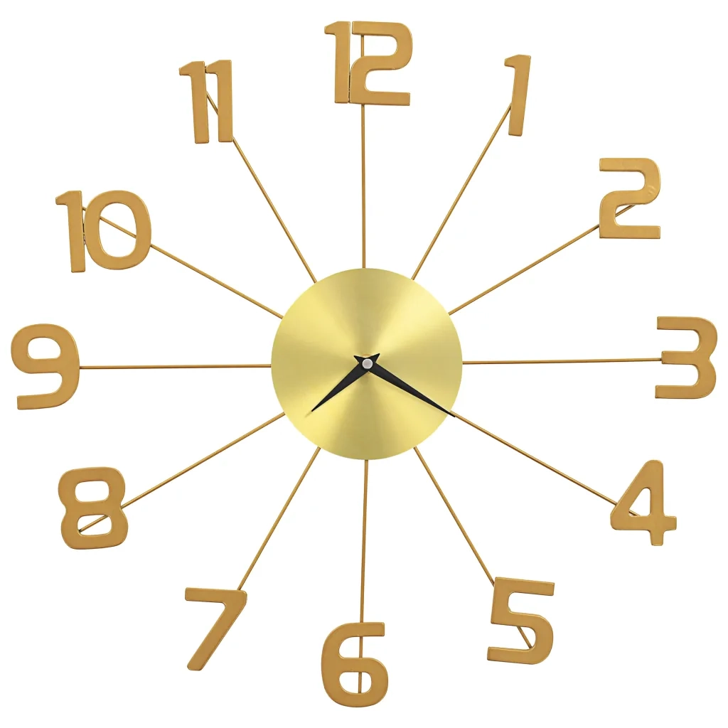 Orologio da Parete in Metallo 50 cm Dorato 283858