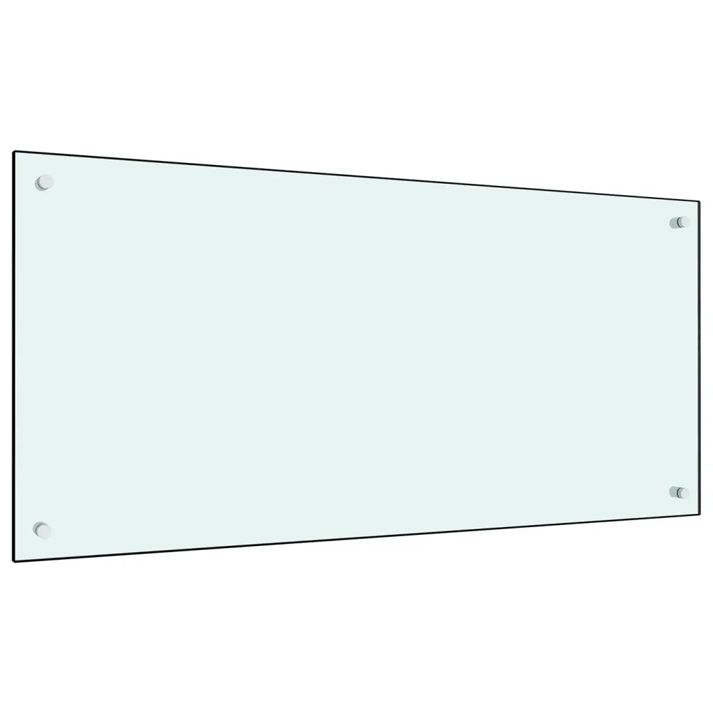 Paraschizzi da cucina con protezione antispruzzo design moderno 100 x 50 cm vetro temperato bianco 02_0046326