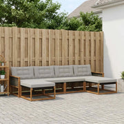 Set di divani da esterno 6 pcs Naturale e Grigio Chiaro