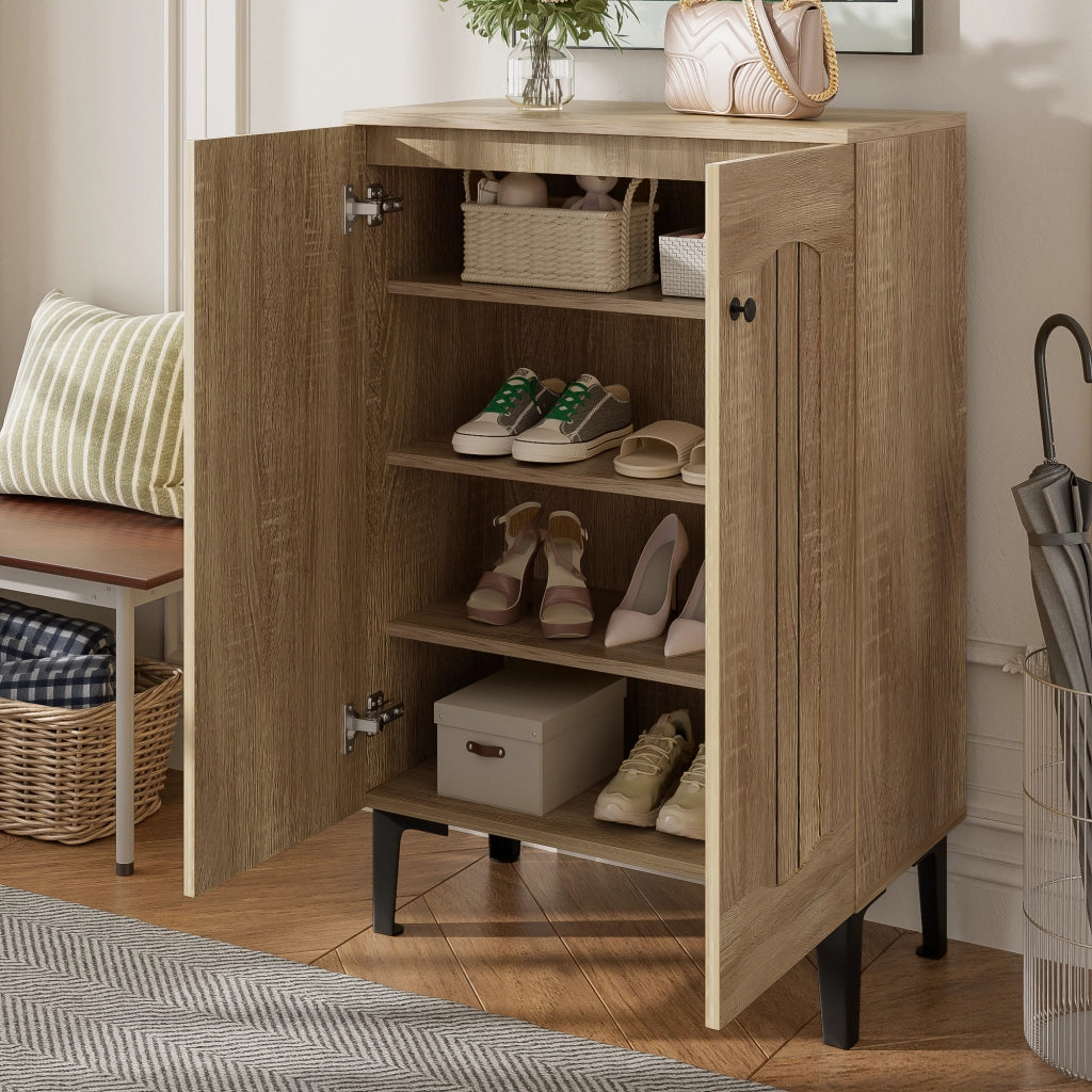 OKWISH Scarpiera con 2 Ante e Ripiani Fissi, per Ingresso o Corridoio, Pannello Truciolare, 60 x 31.5 x 95 cm