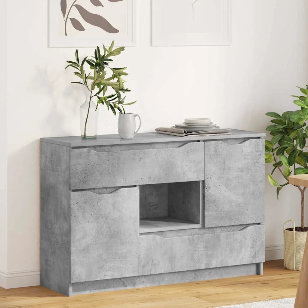 Credenza-Buffet-Armadio da cucina Grigio cemento 100 x 30 x 65,6 Legno multistrato
