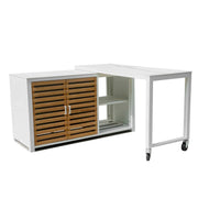 Mobile Alluminio Idaho Bianco Ante Teak top Pietra Sinterizzata Cm 160x60h90