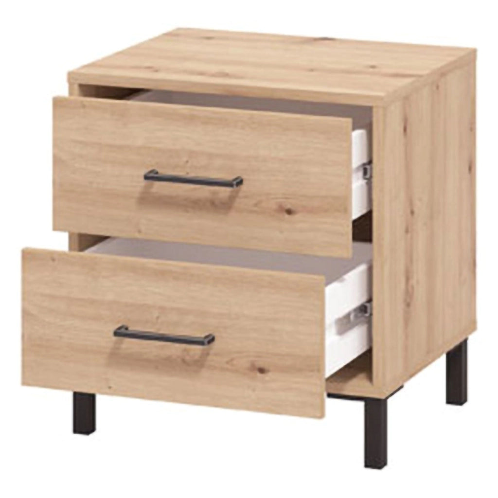 Clanezzo, Comodino 2 Cassetti, 48x40x52h cm Marrone Rovere Nodi
