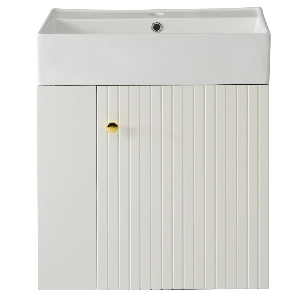 Mobile bagno con lavabo; design tridimensionale; piano integrato; truciolato bianco