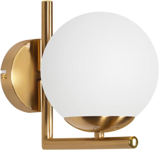 ZMH Lampada da parete moderna per interni in oro con paralume in vetro E27 applique da parete corridoio camera da letto