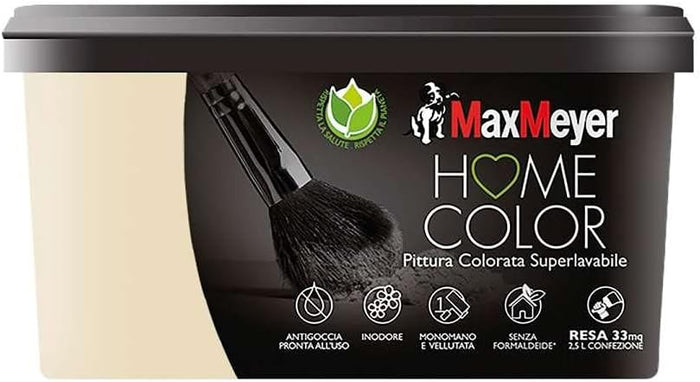 Idropittura Colorata Superlavabile per Interni HomeColor, Colore Canapa, 2.5L