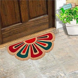 Zerbino Cocco Foglia Semiluna 40x80 cm Retro Antiscivolo RaschiaFango Ingresso Dis.B