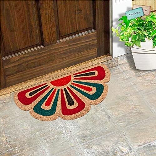 Zerbino Cocco Foglia Semiluna 40x80 cm Retro Antiscivolo RaschiaFango Ingresso Dis.B