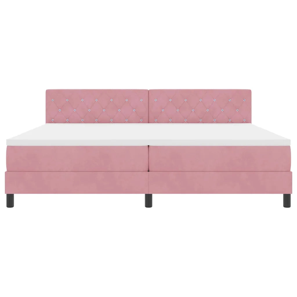 Letto a molle con materasso Rosa 200 x 200 cm Velluto 3339133