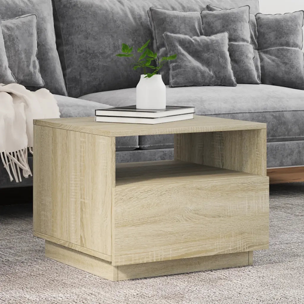 Tavolino da salotto | Tavolino da caff¨¨ | Tavolino da Soggiorno con Luci LED Rovere Sonoma 50x49x40 cm