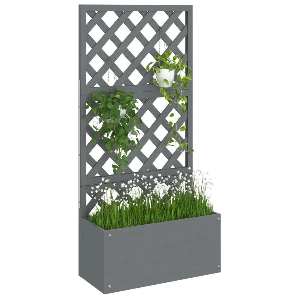 Fioriera | Cassetta per fiori | Vaso a Traliccio Grigia 65x33x135 cm WPC