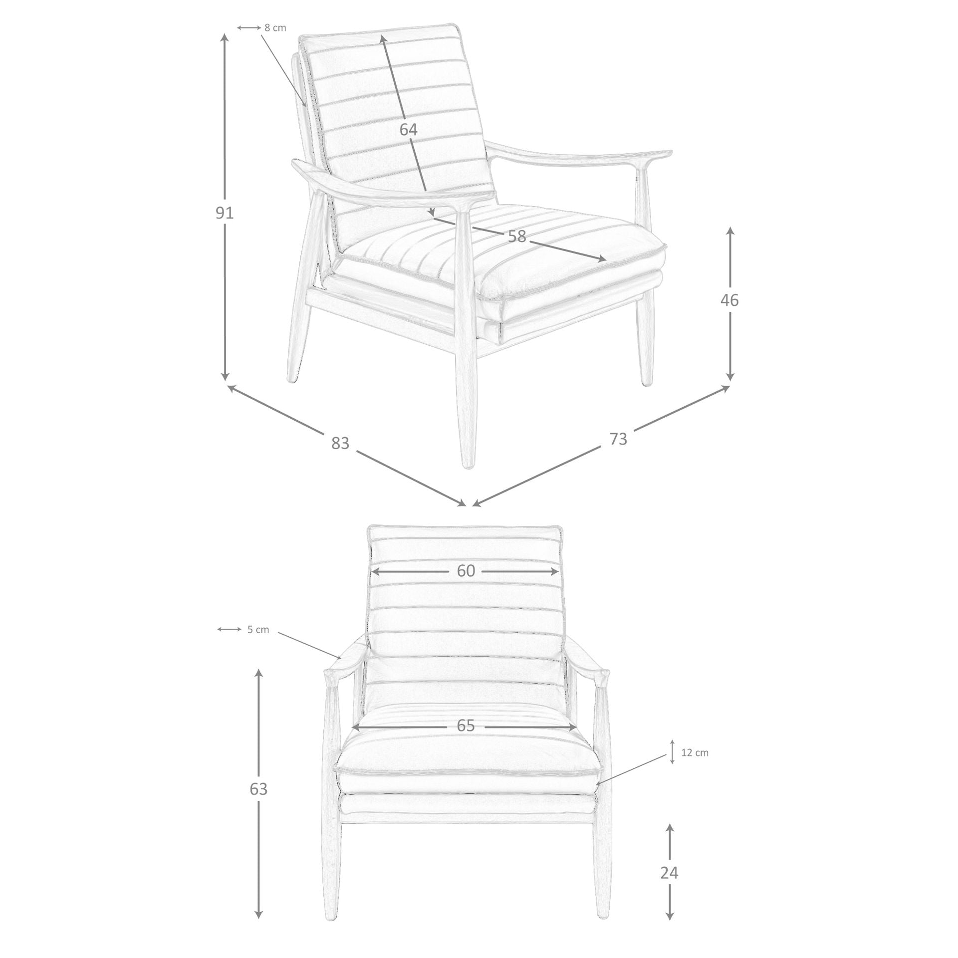 Poltrona in pelle grigio scuro